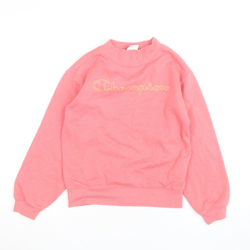 Champion Girls Pink Sweatshirt Medium 9-10 Years Cotton Blend Logo Style