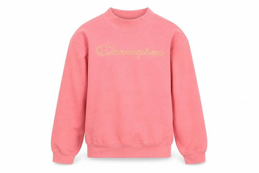 Front view of Champion girls’ pink sweatshirt medium 9-10 years cotton blend logo style