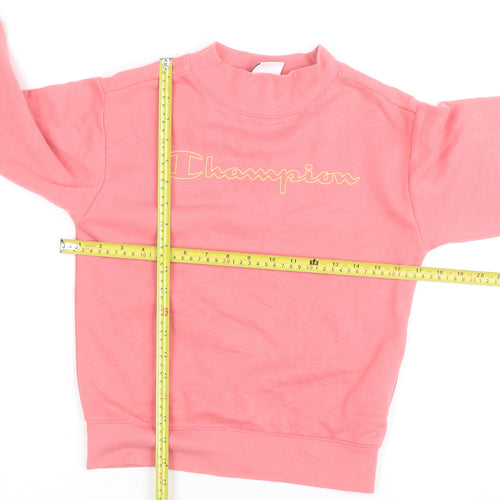 Champion Girls Pink Sweatshirt Medium 9-10 Years Cotton Blend Logo Style