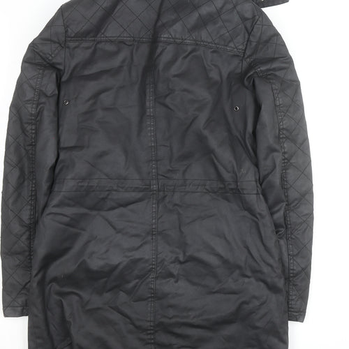 Dorothy Perkins Women’s Black Waxed Quilted Parka Coat Size 8
