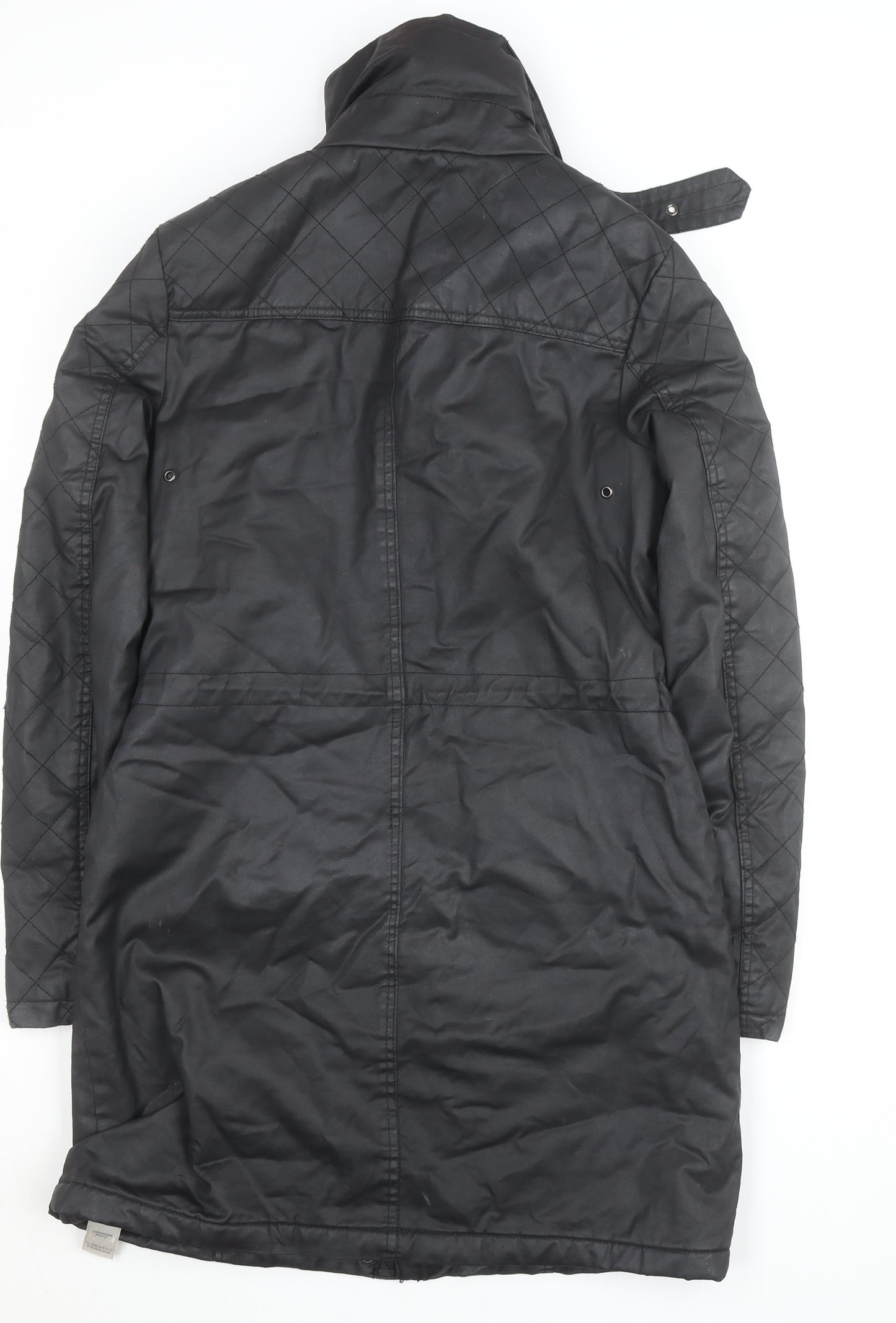 Dorothy Perkins Women’s Black Waxed Quilted Parka Coat Size 8