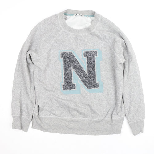Next Women Grey Pullover Sweatshirt M Letter N Logo Casual Soft Cotton Blend