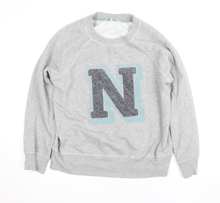 Next Women Grey Pullover Sweatshirt M Letter N Logo Casual Soft Cotton Blend