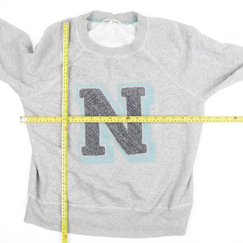 Next Women Grey Pullover Sweatshirt M Letter N Logo Casual Soft Cotton Blend
