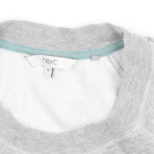 Next Women Grey Pullover Sweatshirt M Letter N Logo Casual Soft Cotton Blend