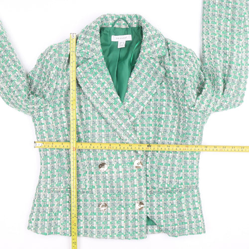 Primark Women’s Green Tweed Blazer Jacket Size 10 Check Lined