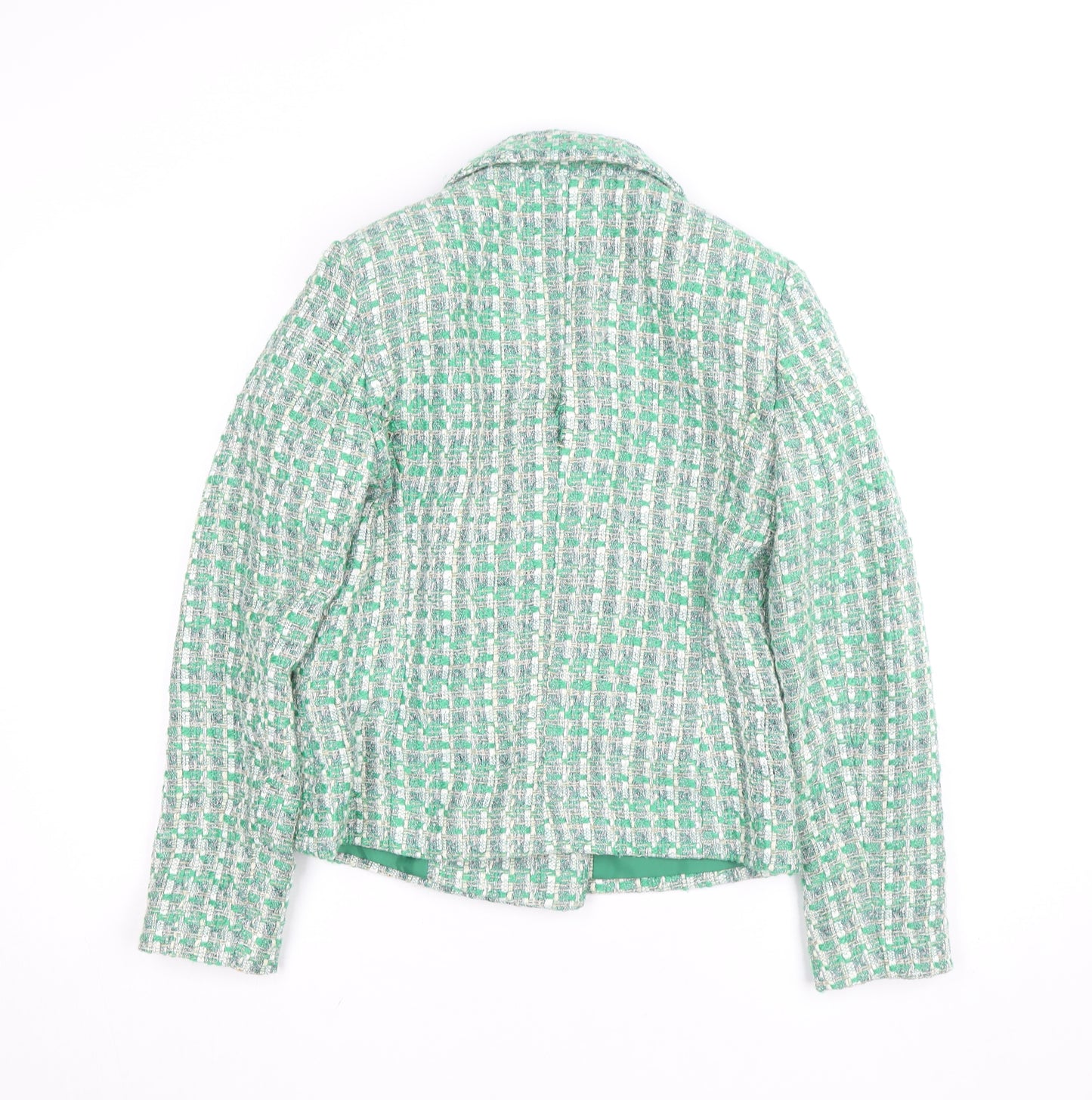 Primark Women’s Green Tweed Blazer Jacket Size 10 Check Lined