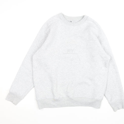 Zara Women Grey Crew Neck Pullover Sweatshirt Size L