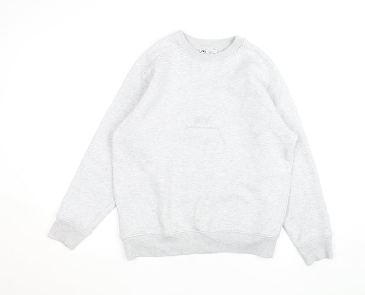Zara Women Grey Crew Neck Pullover Sweatshirt Size L