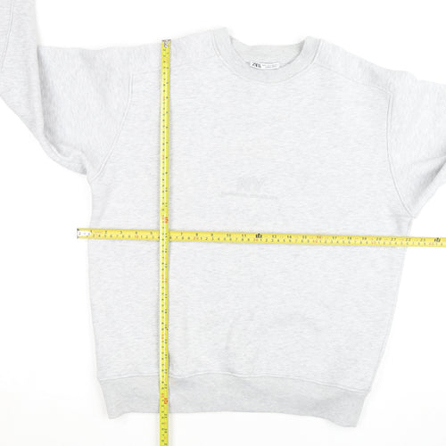 Zara Women Grey Crew Neck Pullover Sweatshirt Size L