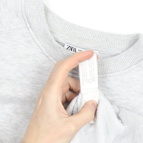 Zara Women Grey Crew Neck Pullover Sweatshirt Size L