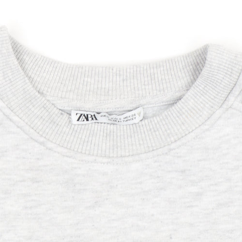 Zara Women Grey Crew Neck Pullover Sweatshirt Size L