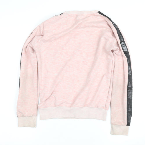 Nike Girls Pink Crew Neck Sweatshirt L Long Sleeve Pullover Logo Design