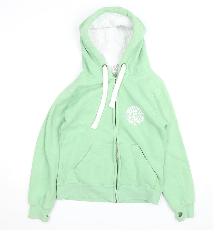 Cotton Ridge Boys Green Hooded Zip Jacket XS 13-14 Years Surf Company Print