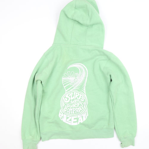 Cotton Ridge Boys Green Hooded Zip Jacket XS 13-14 Years Surf Company Print