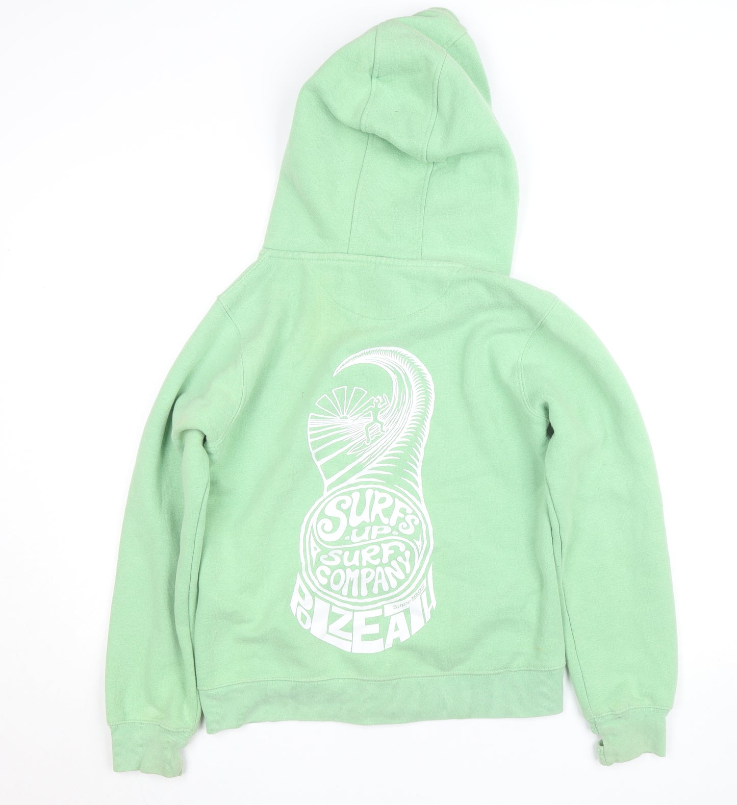 Cotton Ridge Boys Green Hooded Zip Jacket XS 13-14 Years Surf Company Print