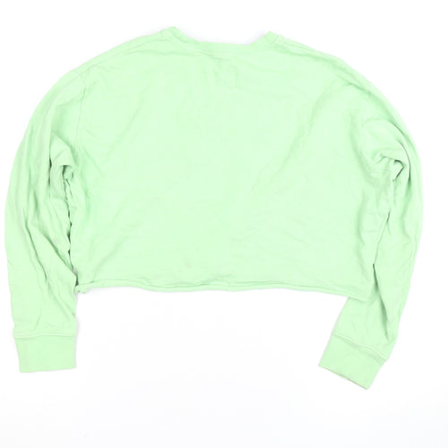 Topshop Petite Green Cotton Crew Neck Long Sleeve Pullover Jumper Size 6