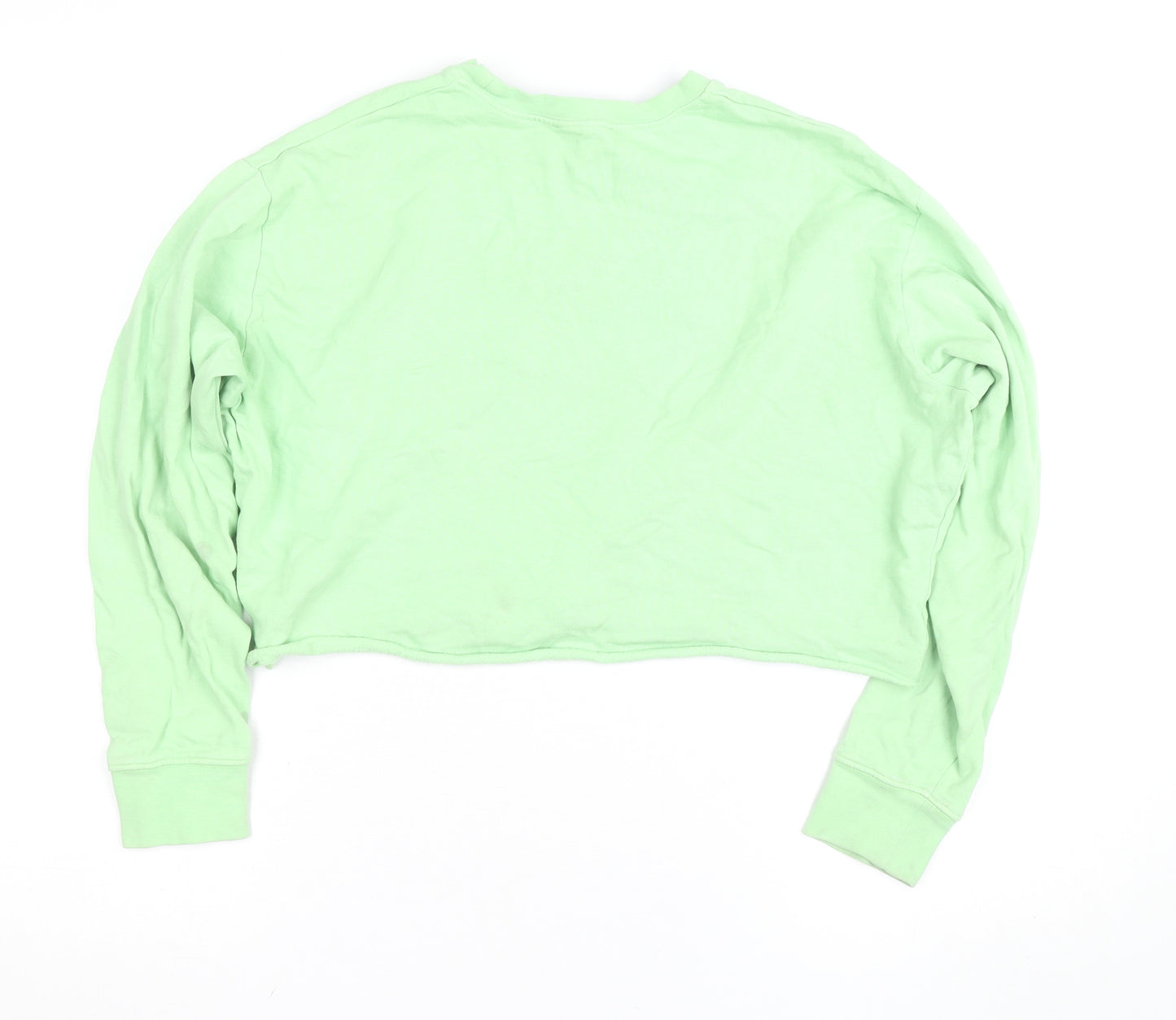Topshop Petite Green Cotton Crew Neck Long Sleeve Pullover Jumper Size 6