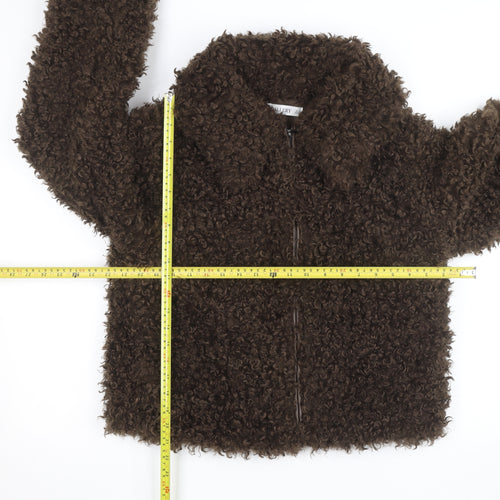 Gallery Womens Brown Faux Fur Short Bomber Jacket Size 10