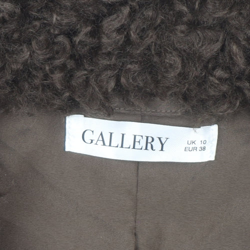 Gallery Womens Brown Faux Fur Short Bomber Jacket Size 10