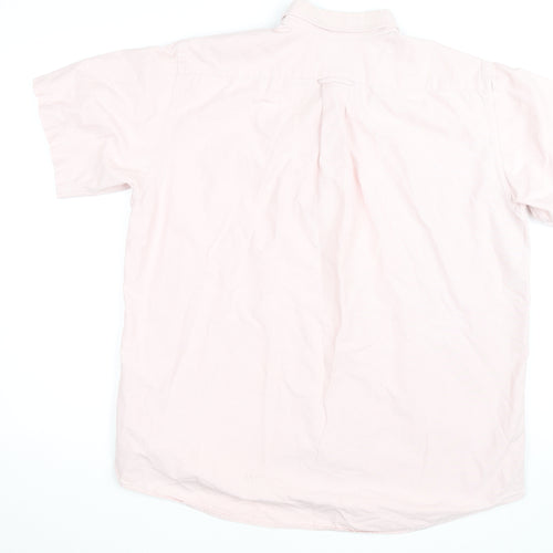 Lacoste Men's Pink Short Sleeve Button-Down Cotton Shirt Size L