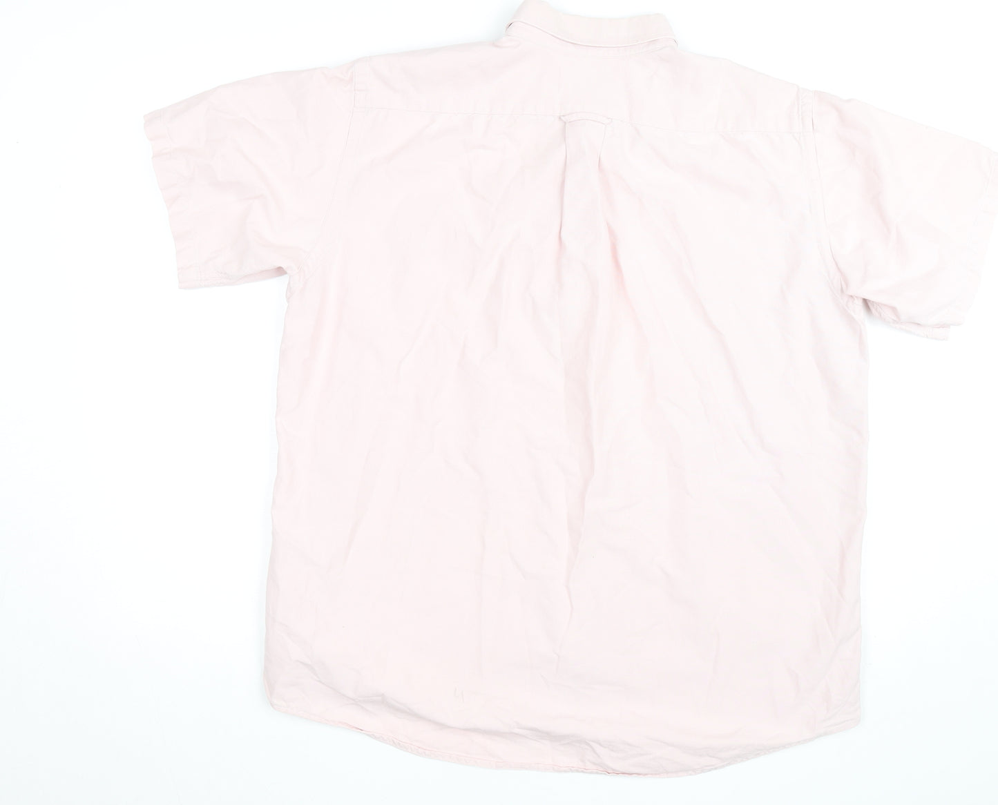 Lacoste Men's Pink Short Sleeve Button-Down Cotton Shirt Size L