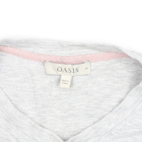 Oasis Unisex Grey Embroidered Sequin C'Est Bon V-Neck Sweatshirt M