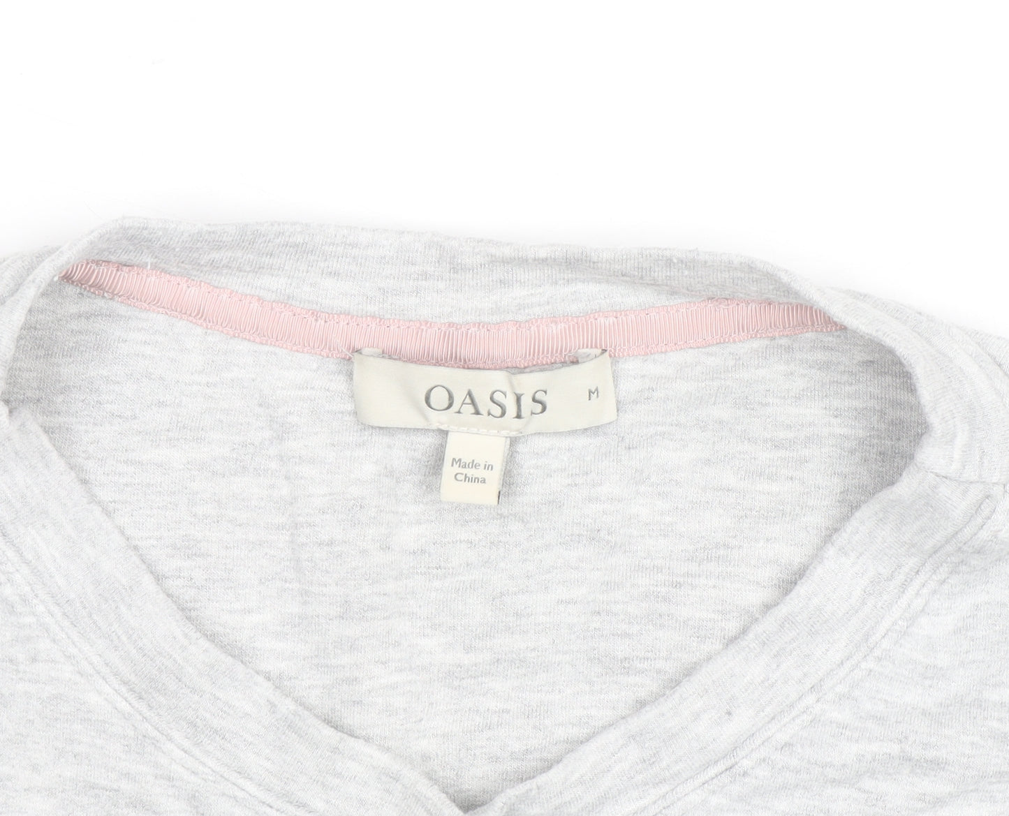 Oasis Unisex Grey Embroidered Sequin C'Est Bon V-Neck Sweatshirt M