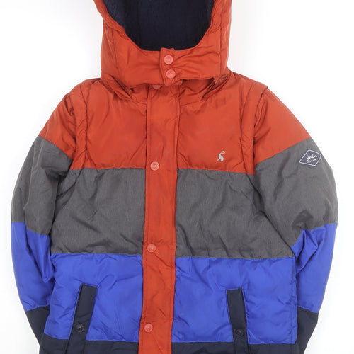 Joules Boys Multicoloured Hooded Puffer Coat 11 Years Lined Waterproof Jacket