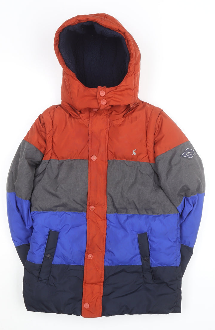 Joules Boys Multicoloured Hooded Puffer Coat 11 Years Lined Waterproof Jacket