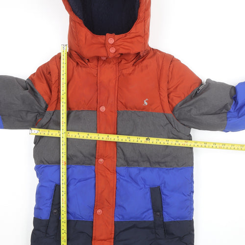 Joules Boys Multicoloured Hooded Puffer Coat 11 Years Lined Waterproof Jacket