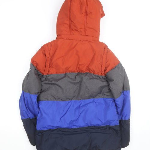 Joules Boys Multicoloured Hooded Puffer Coat 11 Years Lined Waterproof Jacket