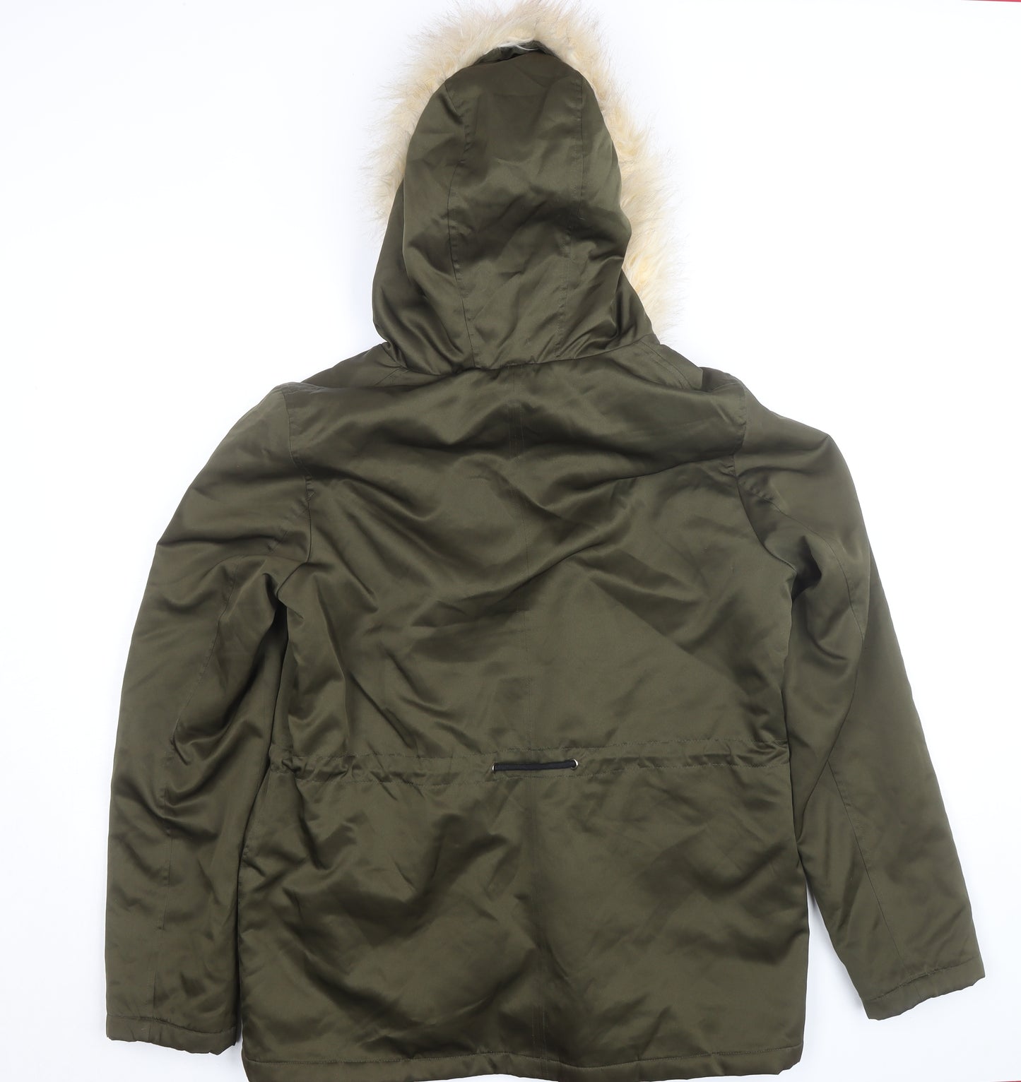 Dorothy Perkins Women’s Green Faux Fur Trim Hooded Parka Coat Size 14