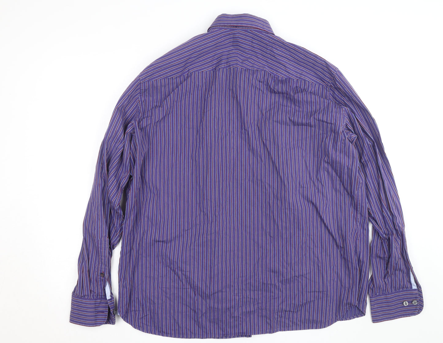 Marks and Spencer Blue Harbour Men's Purple Striped XL Cotton Dress Shirt
