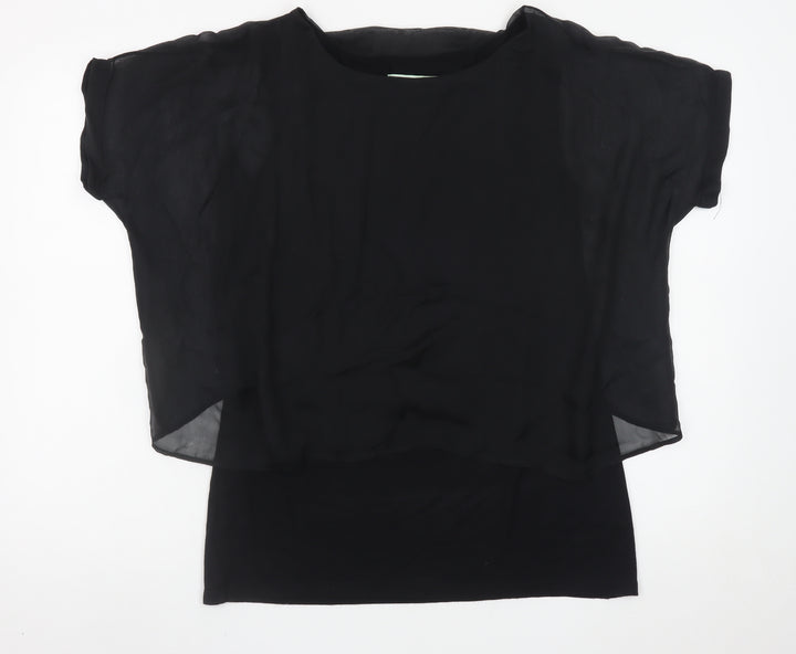 Carolyn Donnelly The Edit Womens Black Silk Chiffon Blouse Size 12