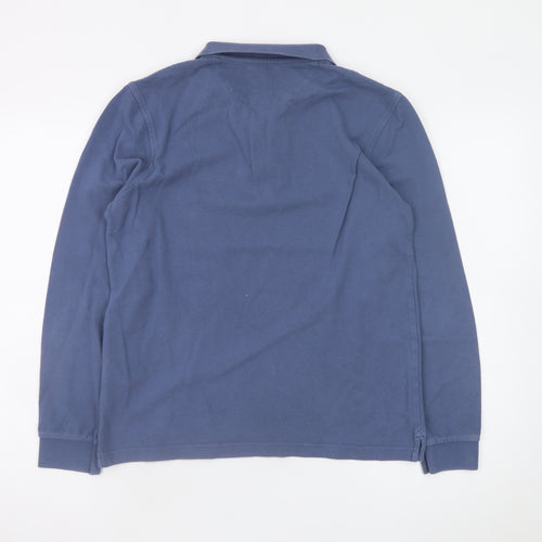 Farah Men's Blue Long Sleeve Cotton Polo Shirt Size S