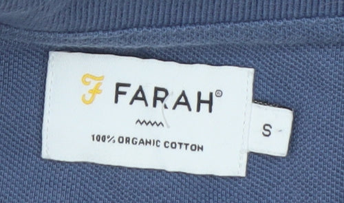 Farah Men's Blue Long Sleeve Cotton Polo Shirt Size S