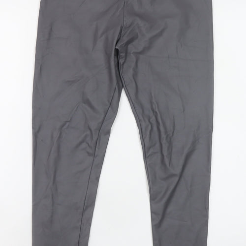 Verso Womens Grey High Waist Faux Leather Leggings M/L Stretch Fit