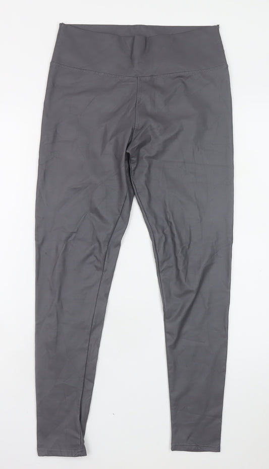 Verso Womens Grey High Waist Faux Leather Leggings M/L Stretch Fit