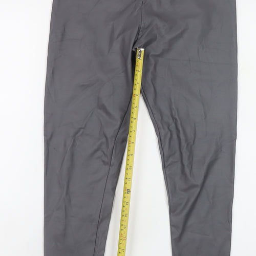 Verso Womens Grey High Waist Faux Leather Leggings M/L Stretch Fit