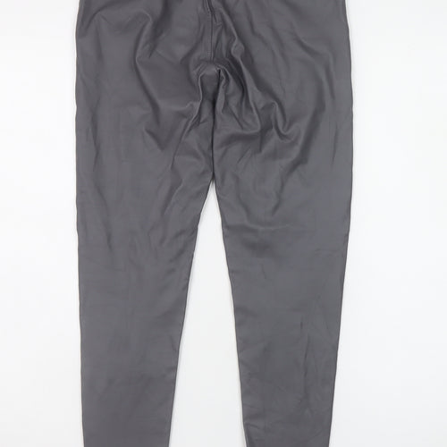 Verso Womens Grey High Waist Faux Leather Leggings M/L Stretch Fit