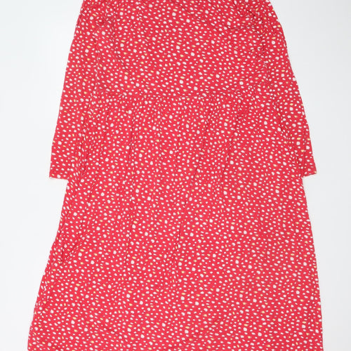 Wednesday's Girl Women Red Polka Dot Midi A-Line Dress L