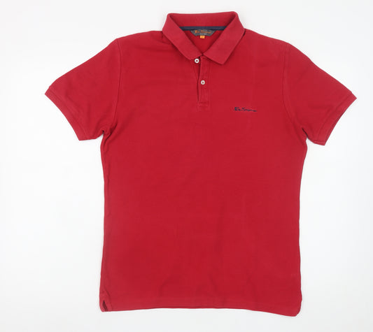 Ben Sherman Men's Red Cotton Polo Shirt Size S Classic Style