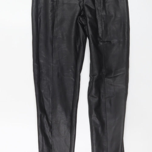 New Look Women's Black Faux Leather High Rise Leggings Size 8