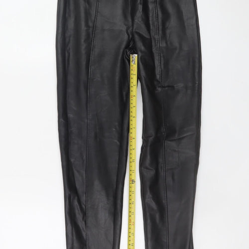 New Look Women's Black Faux Leather High Rise Leggings Size 8