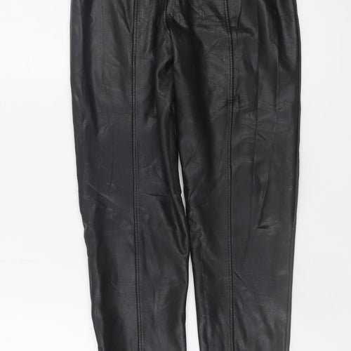 New Look Women's Black Faux Leather High Rise Leggings Size 8