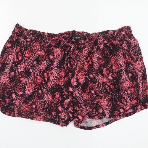 Dunnes Women Pink Black Snakeskin Print Relaxed Shorts Size L