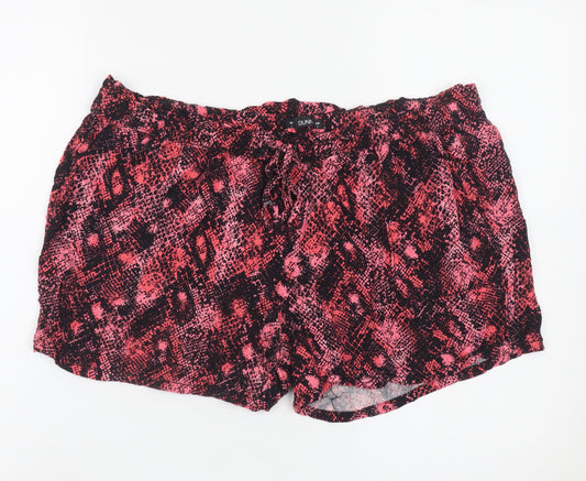 Dunnes Women Pink Black Snakeskin Print Relaxed Shorts Size L