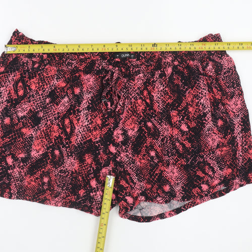 Dunnes Women Pink Black Snakeskin Print Relaxed Shorts Size L
