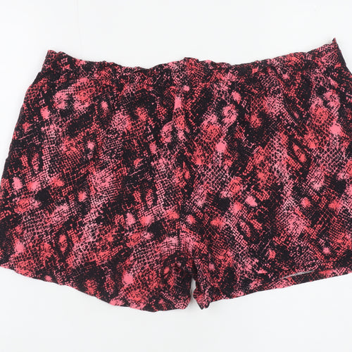 Dunnes Women Pink Black Snakeskin Print Relaxed Shorts Size L
